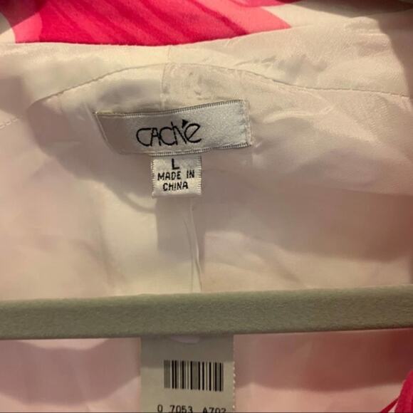 Cache pink and white flower jacket‎ Size L Pleated back RuffLe ballon sleeves - Picture 9 of 9